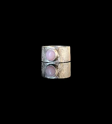 Breiter Silberring mit Pink Opal Gr. 56