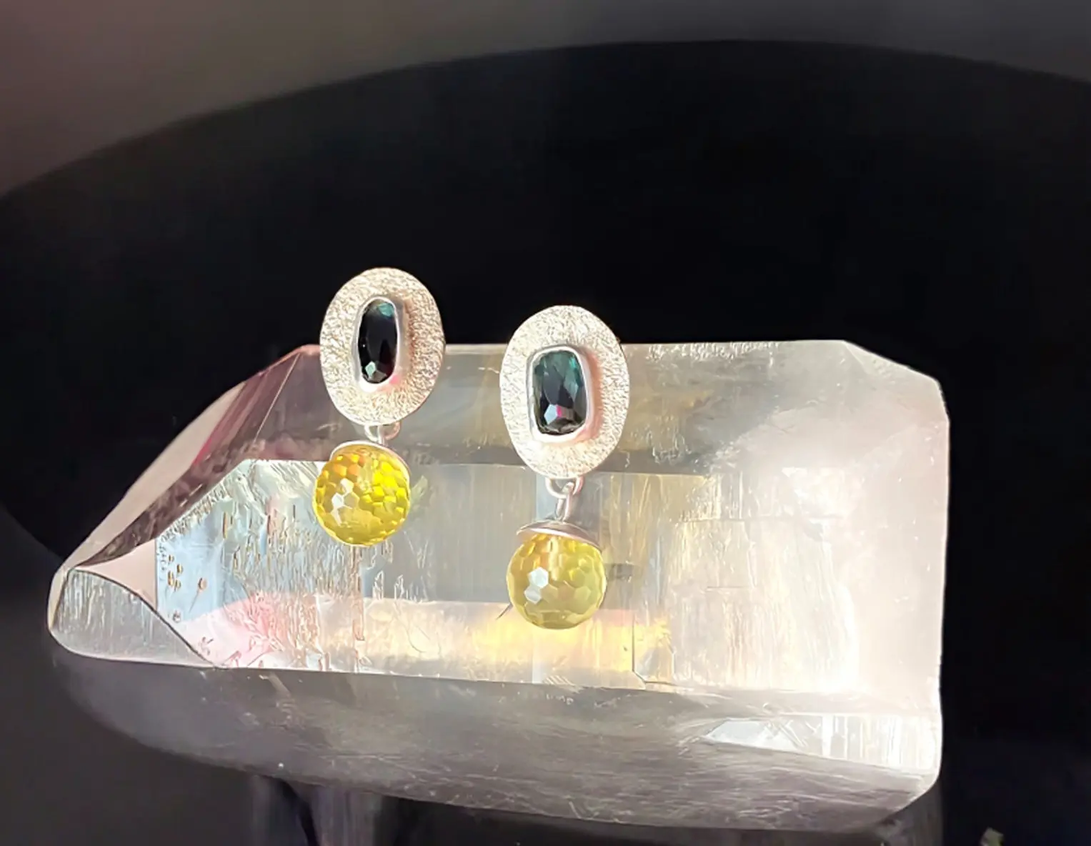 Ohrstecker mit Turmalin und Lemoncitrin