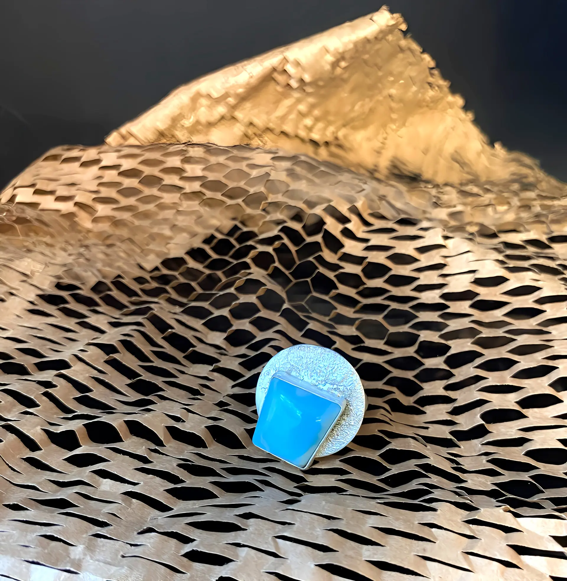 Aparter Silberring mit Larimar Gr. 55