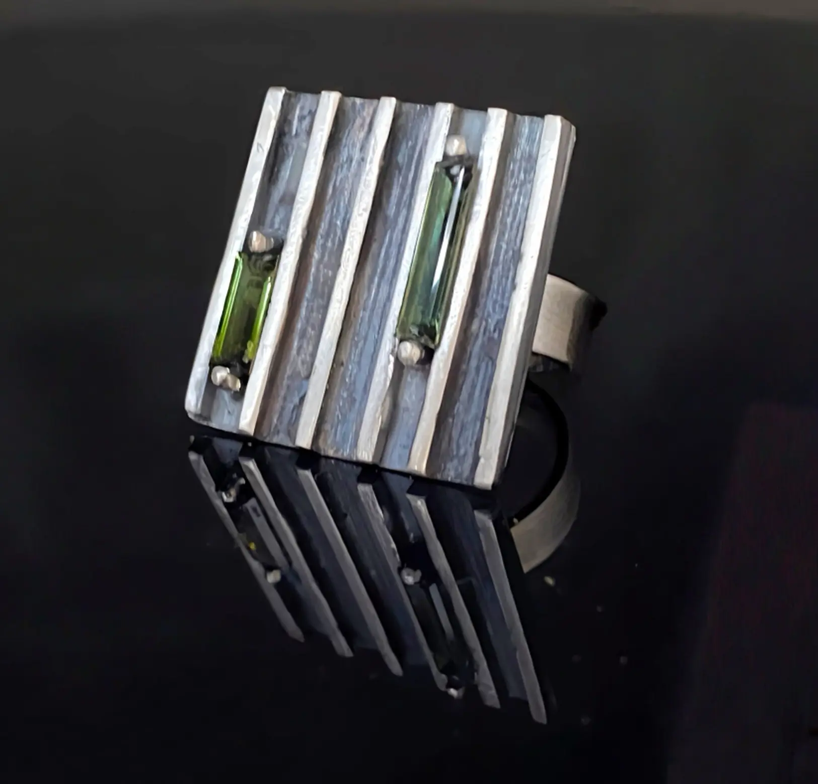 Statement Ring mit Turmalinen Gr. 55 