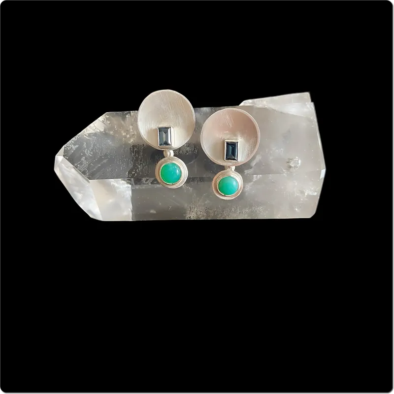 Silberne Ohrstecker "Blau-Grün"