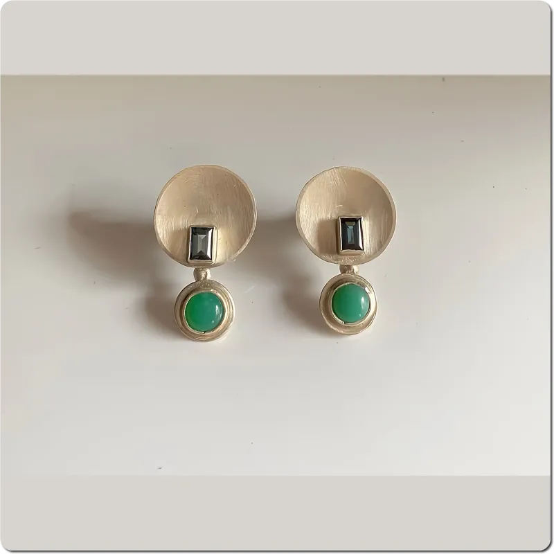 Silberne Ohrstecker "Blau-Grün"