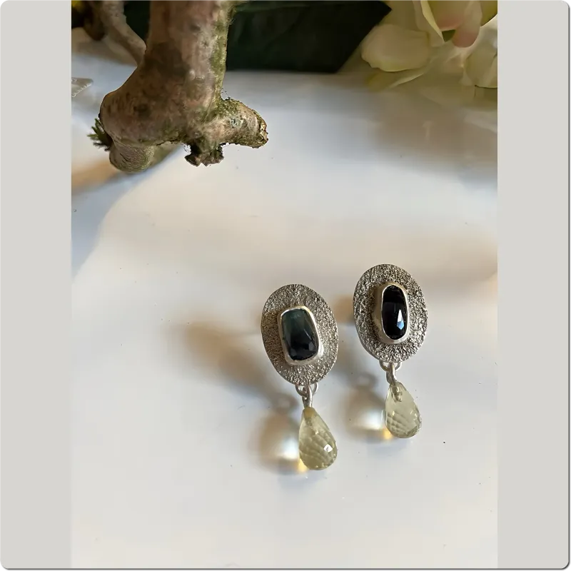 Ohrstecker mit Turmalin und Lemoncitrin