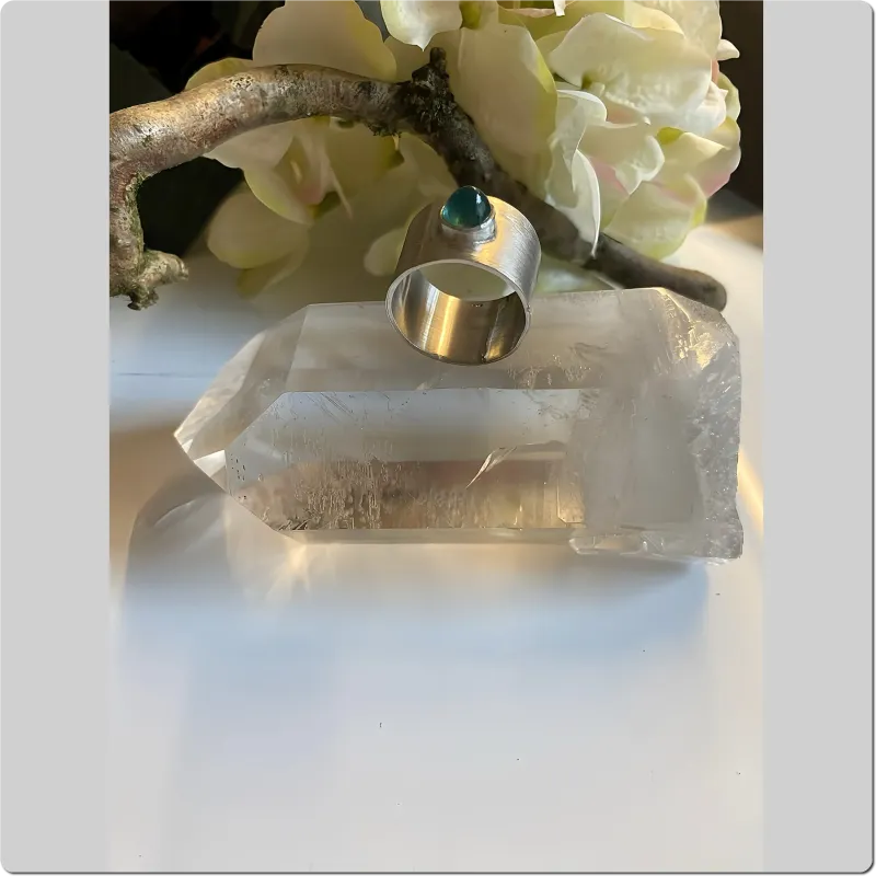 Breiter Silberring mit Turmalin Gr. 58