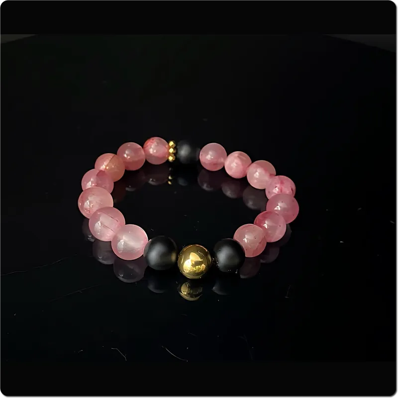 Edelsteinarmband Erdbeerquarz und Onyx