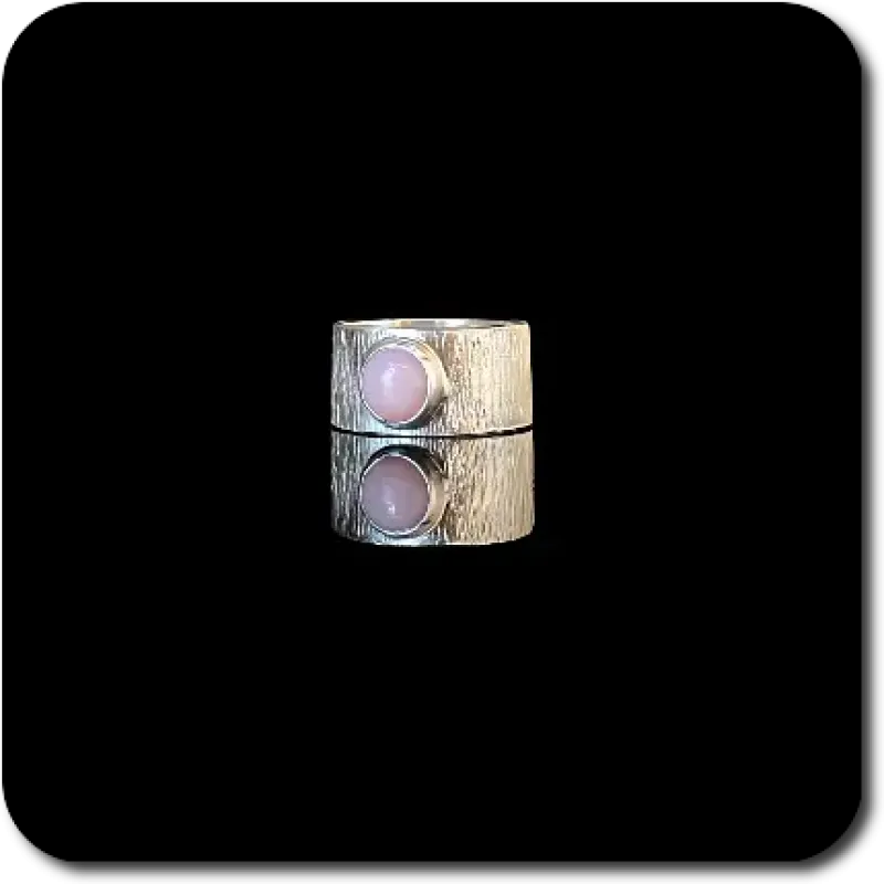 Breiter Silberring mit Pink Opal Gr. 56