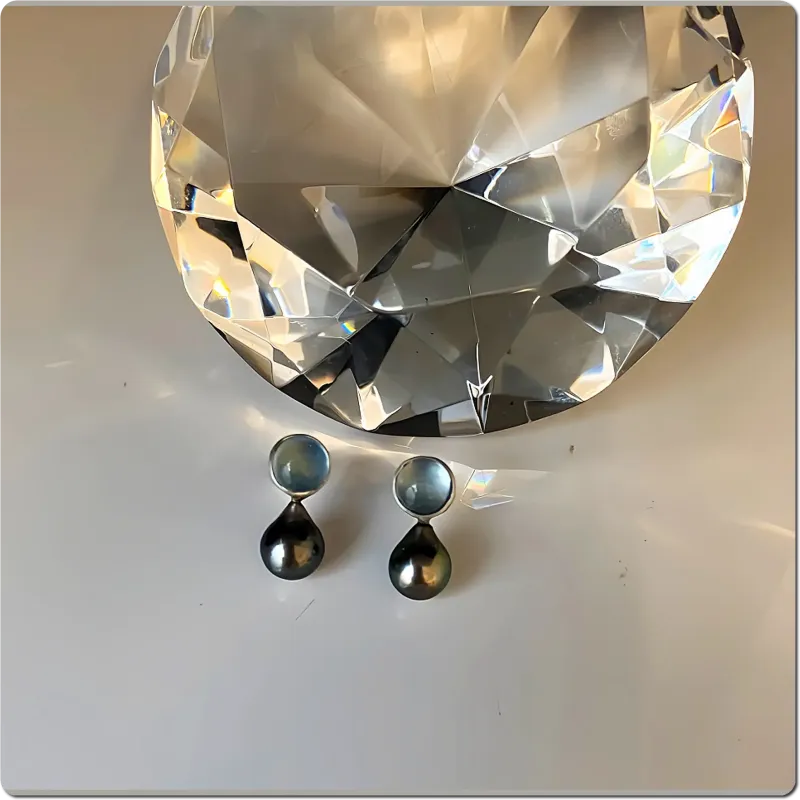 Edle Aquamarin Ohrstecker mit Tahitiperle