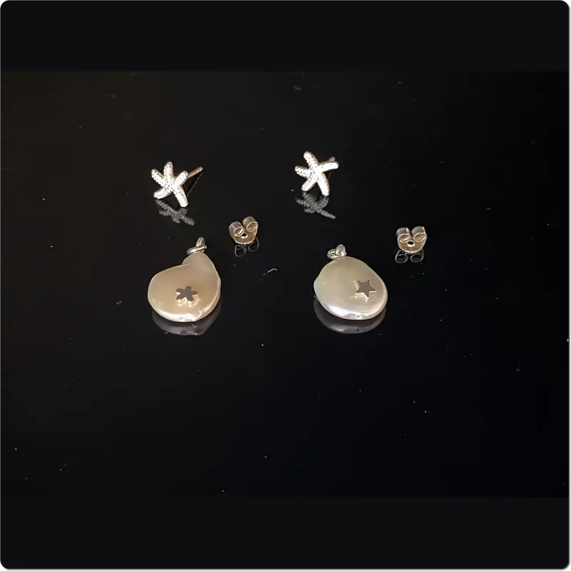 Silberne Seestern-Ohrstecker mit Perle