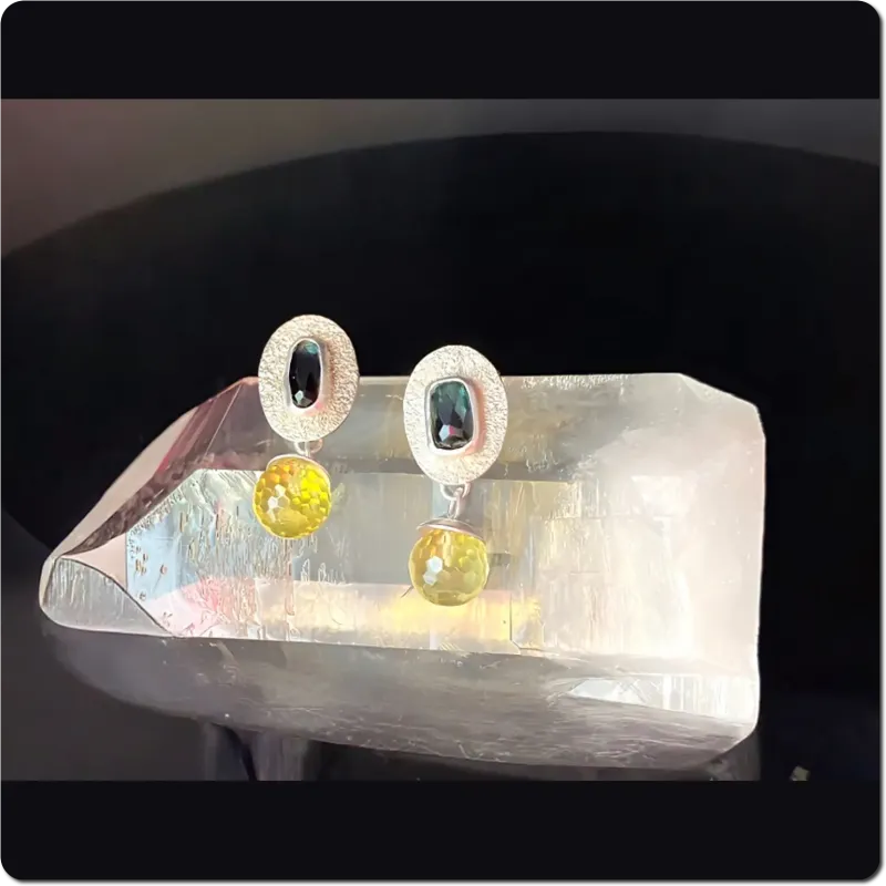 Ohrstecker mit Turmalin und Lemoncitrin