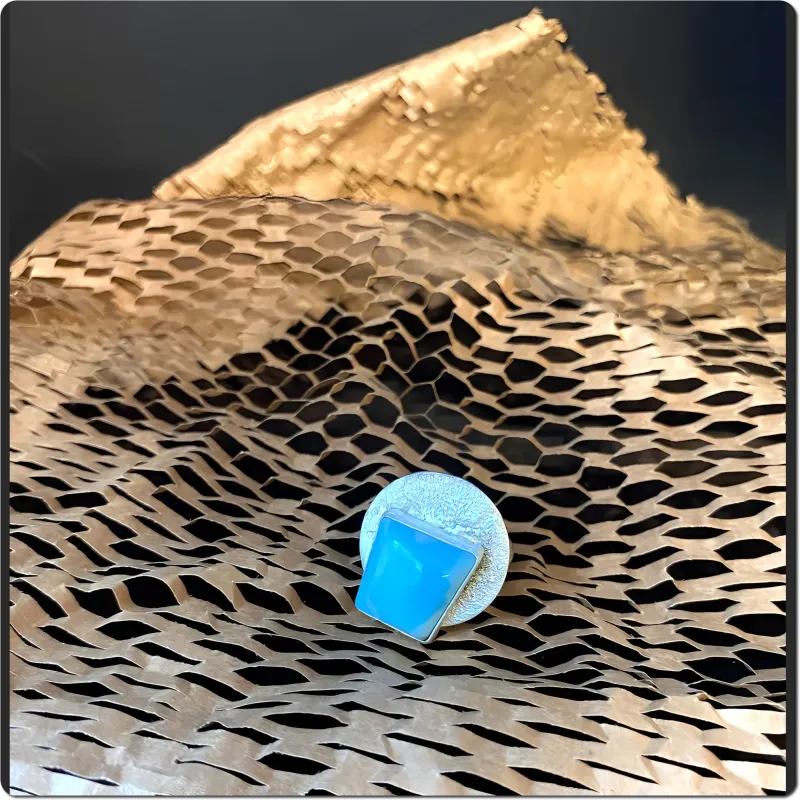 Aparter Silberring mit Larimar Gr. 55