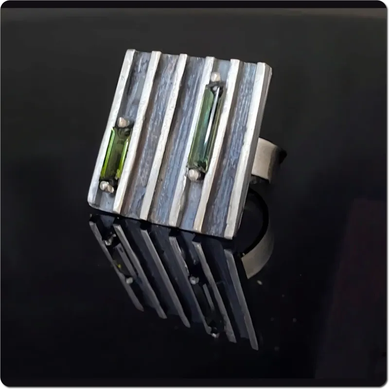 Statement Ring mit Turmalinen Gr. 55 